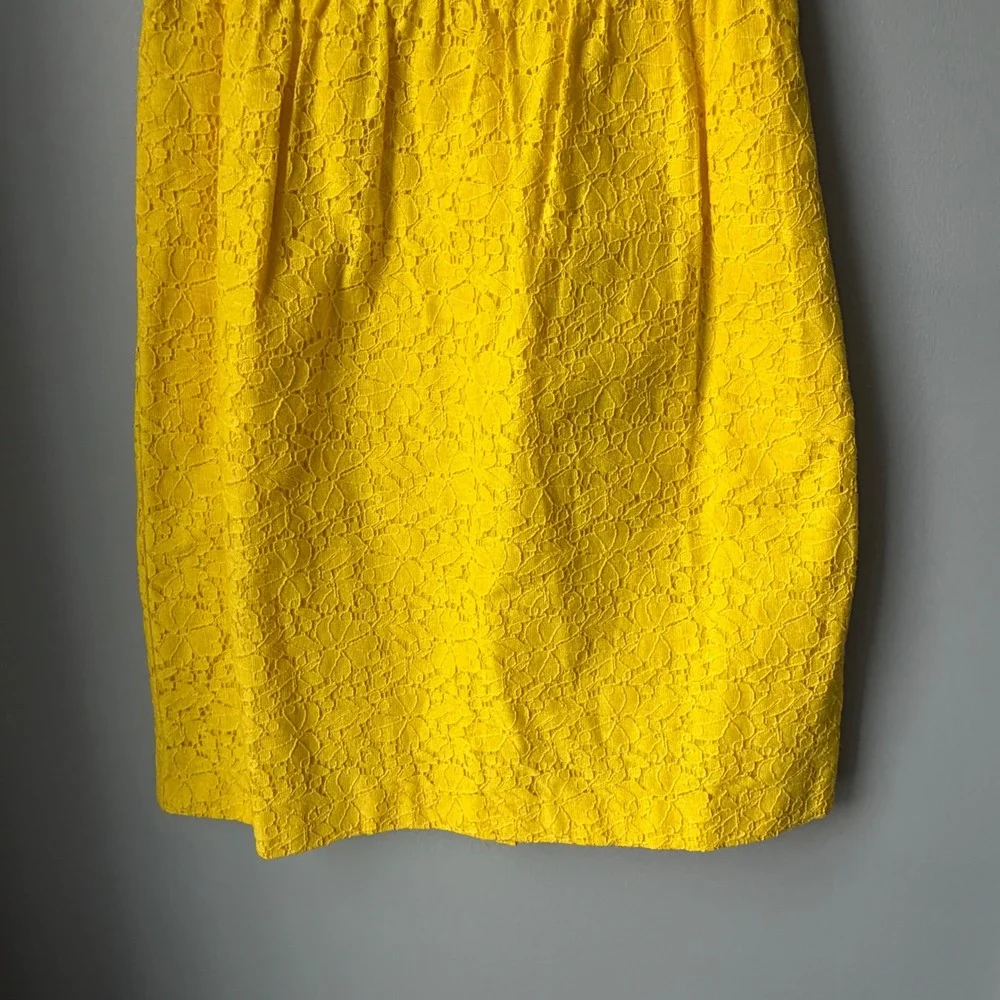 J. Crew Lucille Dress Yellow Floral‎ Lace Overlay Sleeveless Cotton Classic SZ 4